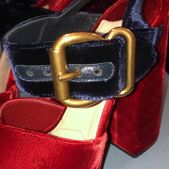 Prada Velvet Chunky Heel Sandals - Picture 12 of 16